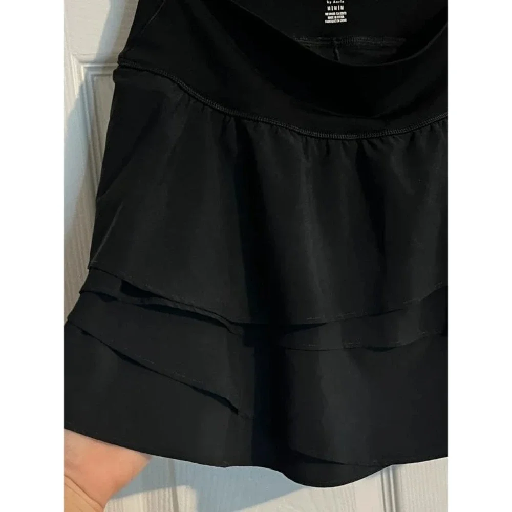 Offline by Aerie Black Maggie Ruffle Tennis Skirt/Skort